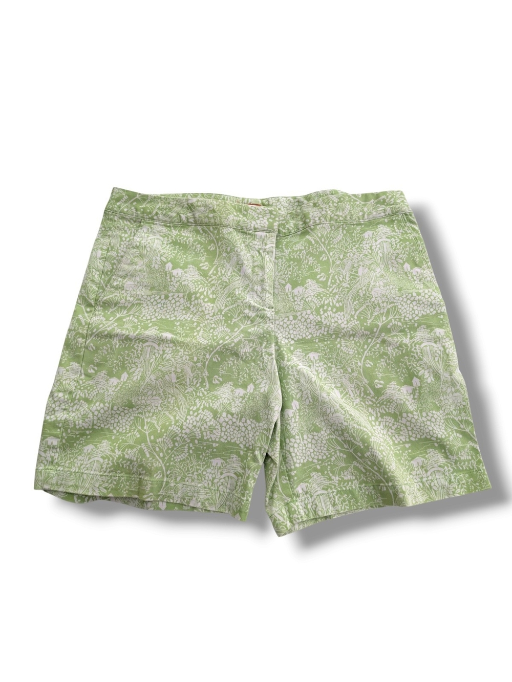 Izod Green and White Floral Cotton Blend Shorts, Size 8